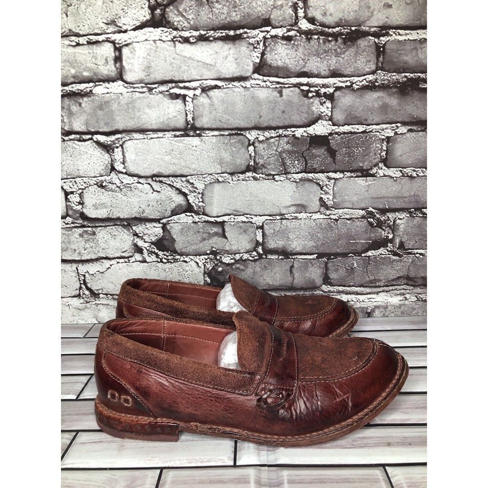 Bed Stu Cobbler Red Rustic Leather Suede Penny Loafers Shoes Men’s Sz 9M US/42EU